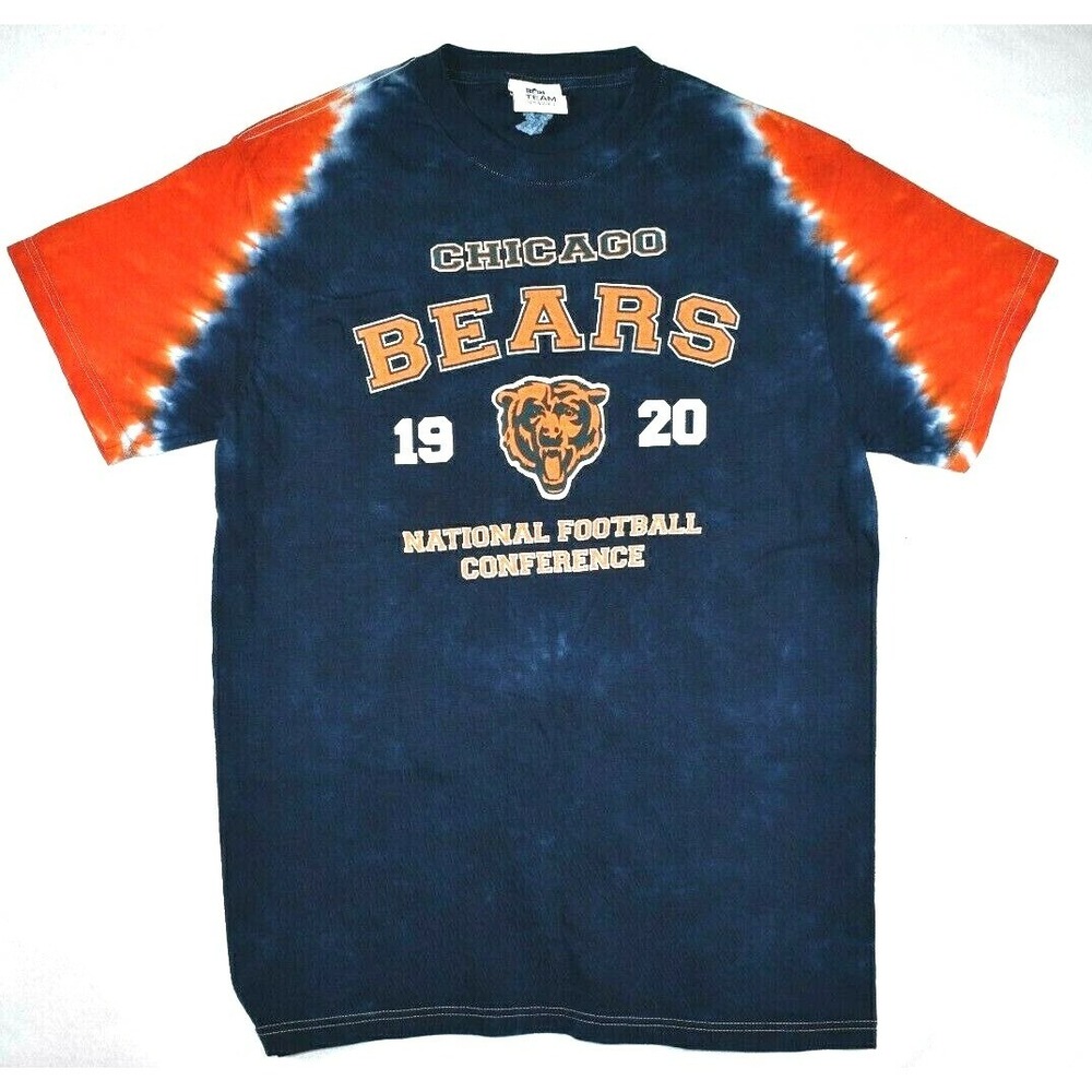 Chicago Bears Men's NFL Blue Orange Tie Dye‎ Short Sleeve Shirt Size Medium NWOT